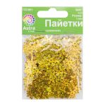 Пайетки фигурные снежинки 13 мм, Астра 10г, A20 золото голограмма, уп.10 шт