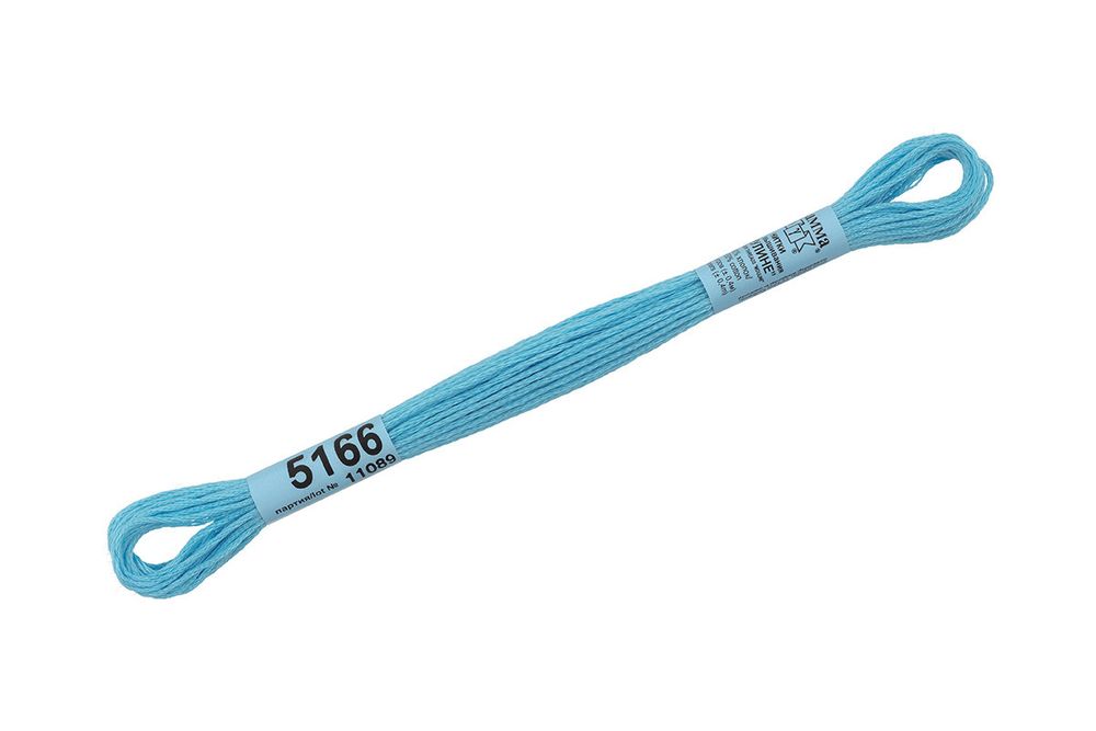 Мулине Gamma 100% хлопок, цв.5166 голубой, 24 мотка по 8 метров