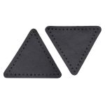 Заплатки пришивные из кожи, треугольник равносторонний 6см с перфорацией, 2 шт, 100% кожа, 01 черный, 9116