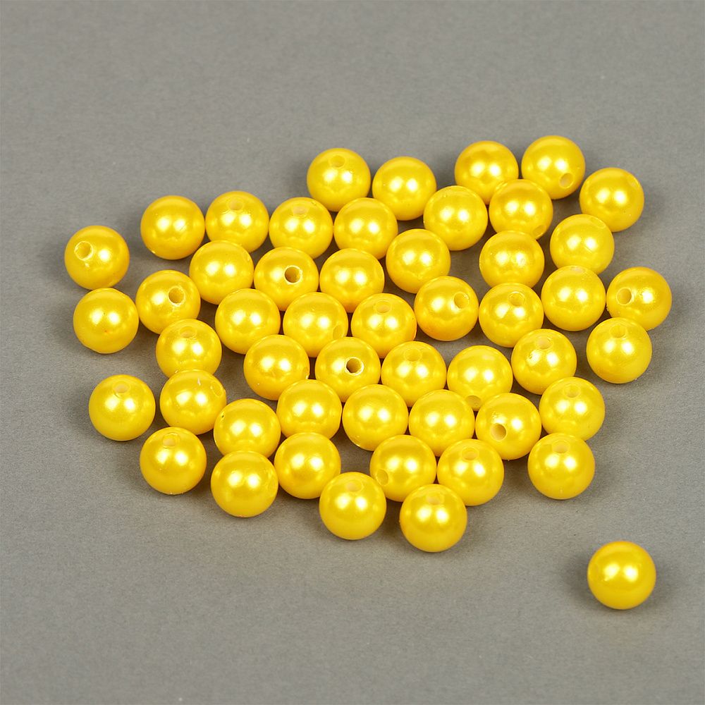 Бусины пластик (перламутр) ⌀12 мм, цв.A08 лимон, уп.500г (530 шт), Magic4Hobby