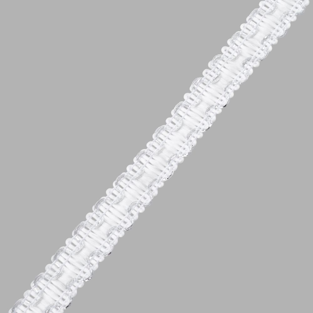 Тесьма отделочная вязаная 10 мм / 10 метров, рис 9254, белый/серебро, С3729г17/1