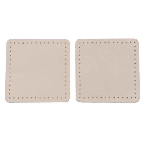 Заплатки пришивные из кожи, квадрат 6см с перфорацией, 2 шт, 100% кожа, 06 бежевый, 9112