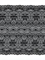 Кружево бельевое эластичное 185 мм / 2.7 м, 6185, цв.02 черный, Kruzhevo