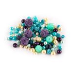 Бусины пластик ⌀8, 10, 12, 14, 18, 22 мм, 100±10 г, №03 синий, Zlatka BWMX