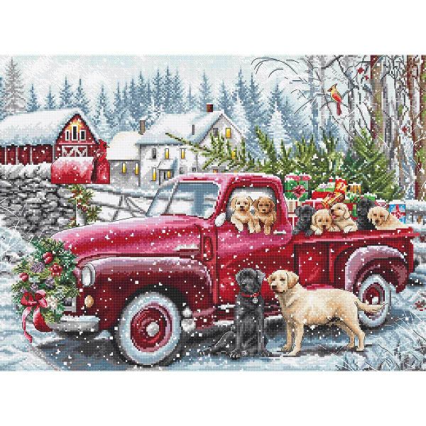 Набор для вышивания нитками LetiStitch, Рождественская доставка 47х32см