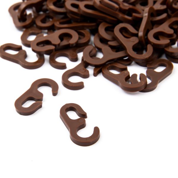 Крючки шторные для карниза на кольцо, 100 шт, /РП/ 02 коричневый, Blitz LF-300