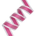 Лента подарочная 25 мм / 25 метров, рис.9015 (28 серебро/малина), С3687Г17 Стрела-25