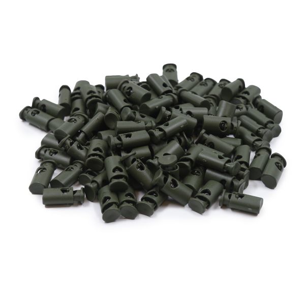 Фиксатор (зажим) для шнура пластик 1 отв., ⌀4.5 мм, 19х9 мм, цилиндр, ПП, 471 хаки, 100 шт