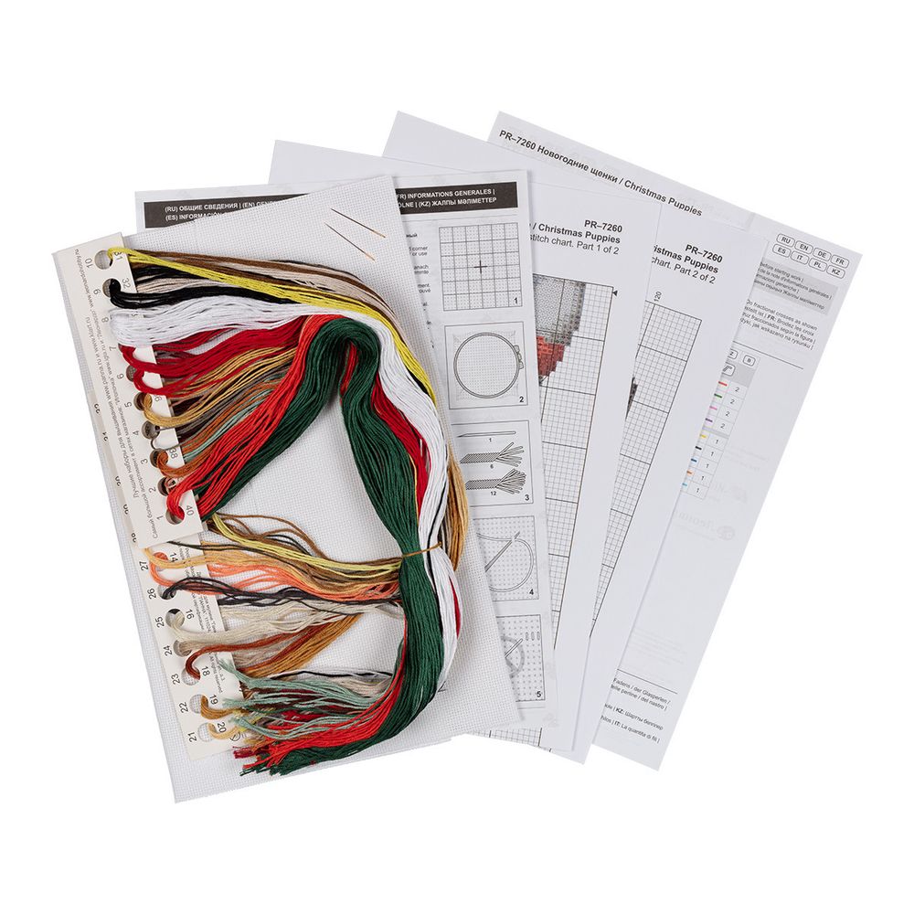 Набор для вышивания нитками Panna, Новогодние щенки, 39х19,5 см
