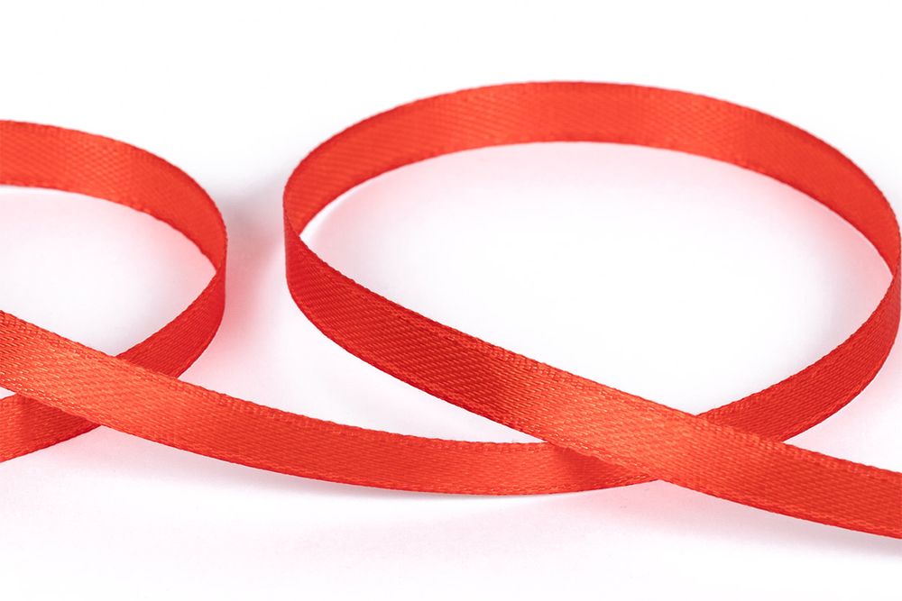Лента атласная 1-сторонняя 6.0 мм / 33±2 метра, №522L(18-1564) красный, Gamma