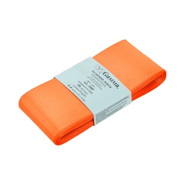 Лента атласная 1-сторонняя 50.0 мм / 5 шт по 5.4 метра, №155 св-оранжевый, Gamma AL-50P