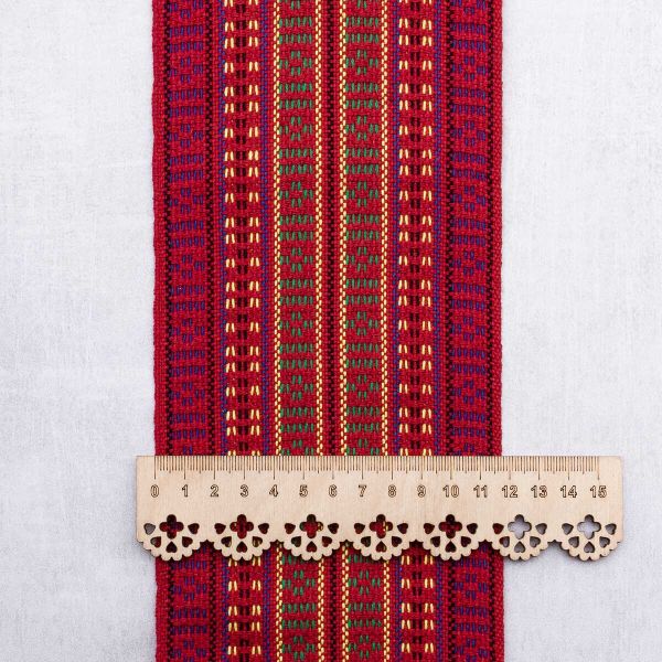 Лента для поясов 120 мм / 15 метров, рис 9857, красн/черн/син/зел/желт, С3882Г17