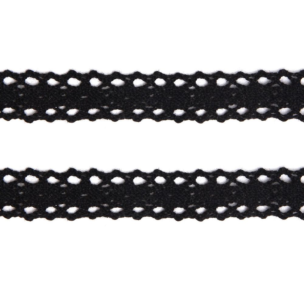 Кружево вязаное (тесьма) хлопковое 15 мм / 9.14 метров, черный