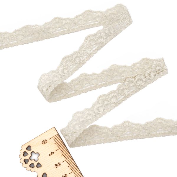 Кружево эластичное (стрейч) 16 мм 5 м, ±4 см, бежевый