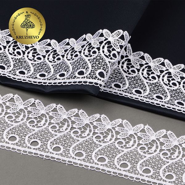 Кружево гипюр (плетёное) 70 мм, диз. 110, цв.01 белый, уп. 9 м, Kruzhevo