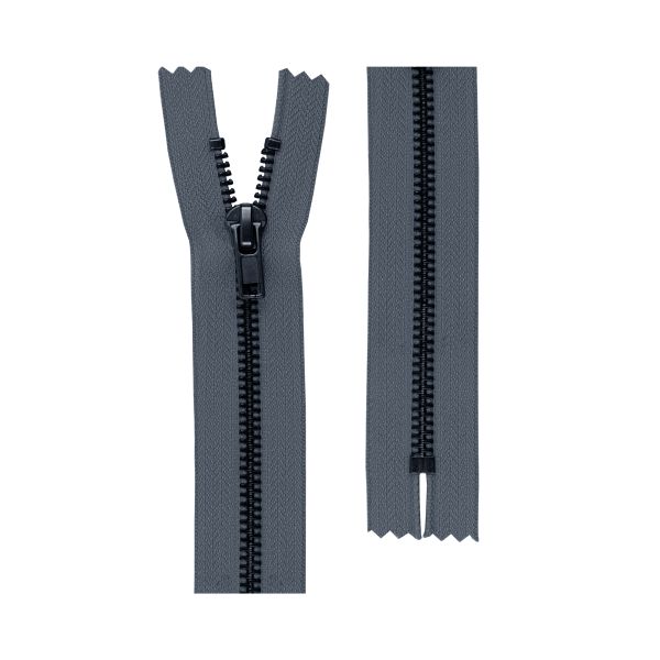 Молния металл Т5 (5 мм) 1 зам., н/раз., 16 см, оксид (черный никель), 10 шт, №304 серый, Gamma ZIP 5B