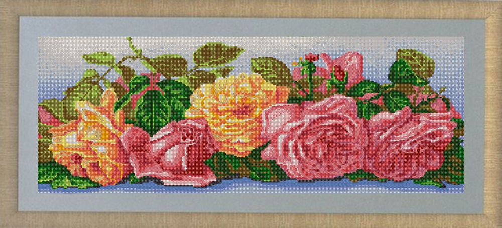 Рисунок для вышивания бисером Конек, 9651 Розы 25х65 см