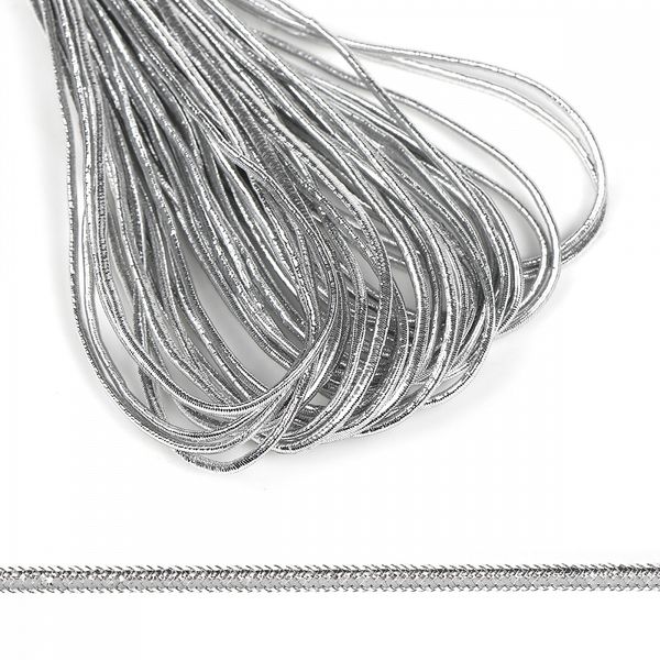 Резинка шляпная (шнур эластичный) ⌀2.0 мм / 10±0.5 метров, цв.серебро