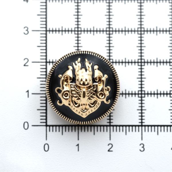 Пуговицы на ножке 36L (23мм), металл (Black/G черный с золотом), 36 шт, ME 645