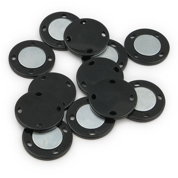 Кнопка магнитная металл ⌀25.0 мм, черный, 6 шт
