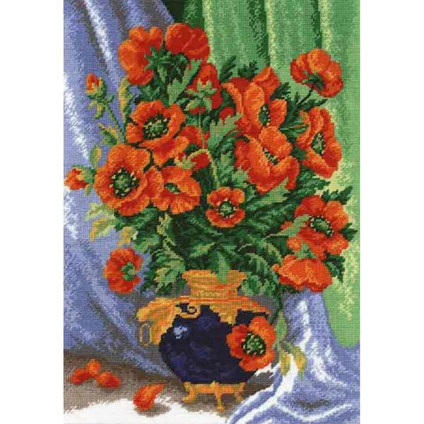 Набор для вышивания нитками Hobby&Pro, Букет маков, 24,5х35 см