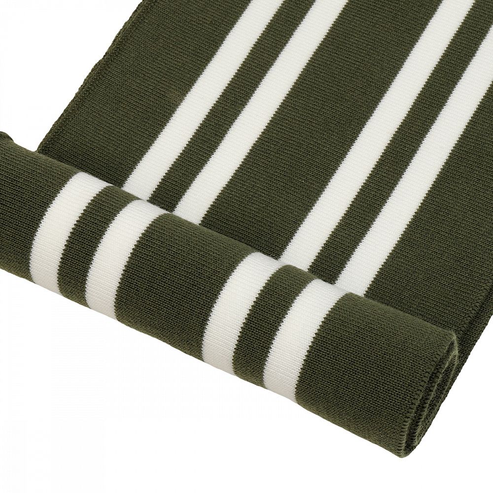 Подвяз (довяз) трикотажный 14.0х100 см, олива с белыми полосами, двухслойный, 100% п/э, 5 штук