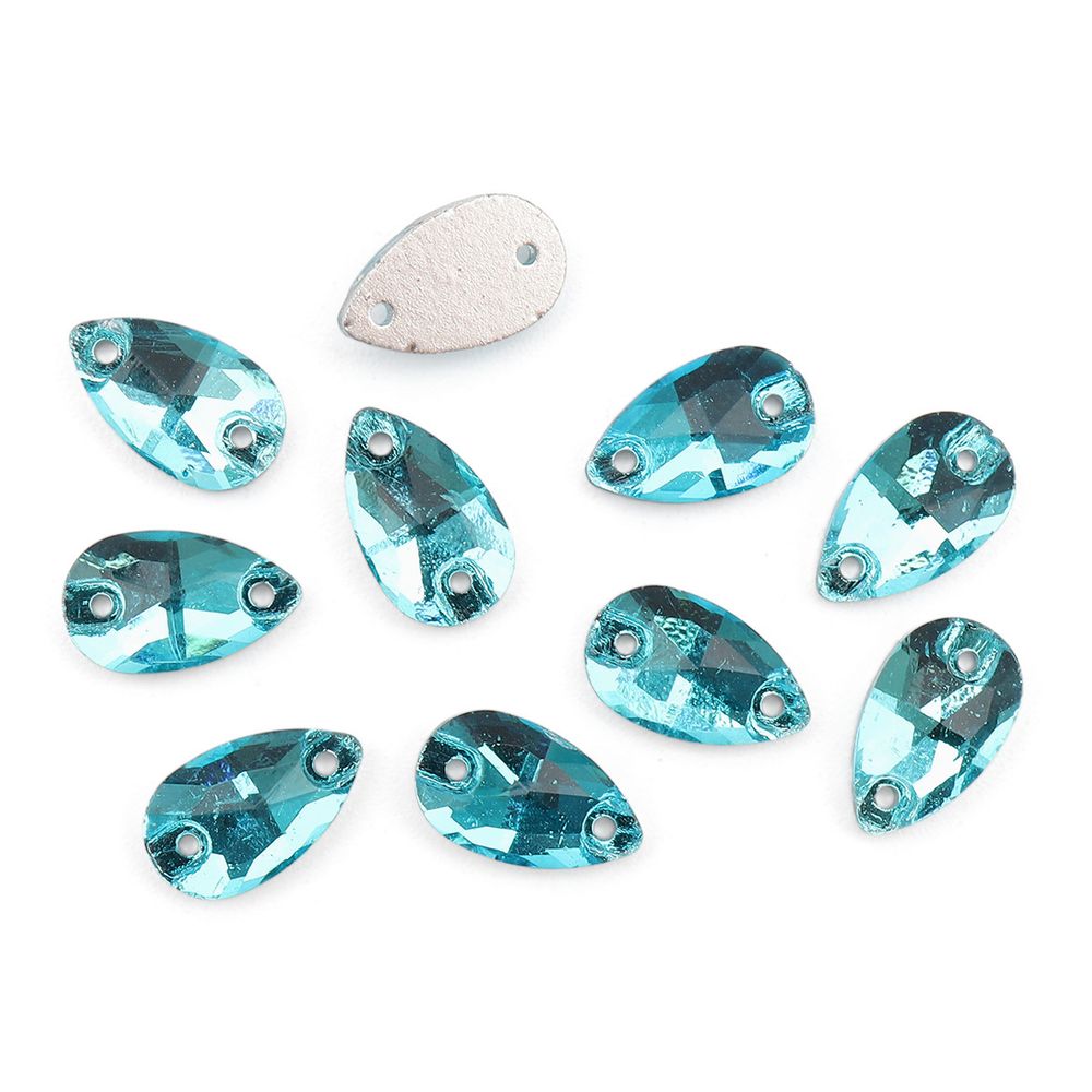 Хрустальные стразы пришивные формы капля, голубой 7х12 мм 10 шт/упак., ХК010НН712