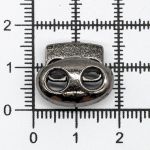 Фиксатор (зажим) для шнура металл плоский 2 отв. 17х15.5 мм, ⌀4,5 мм, 4 шт, металл, Hobby&Pro, чер.никель