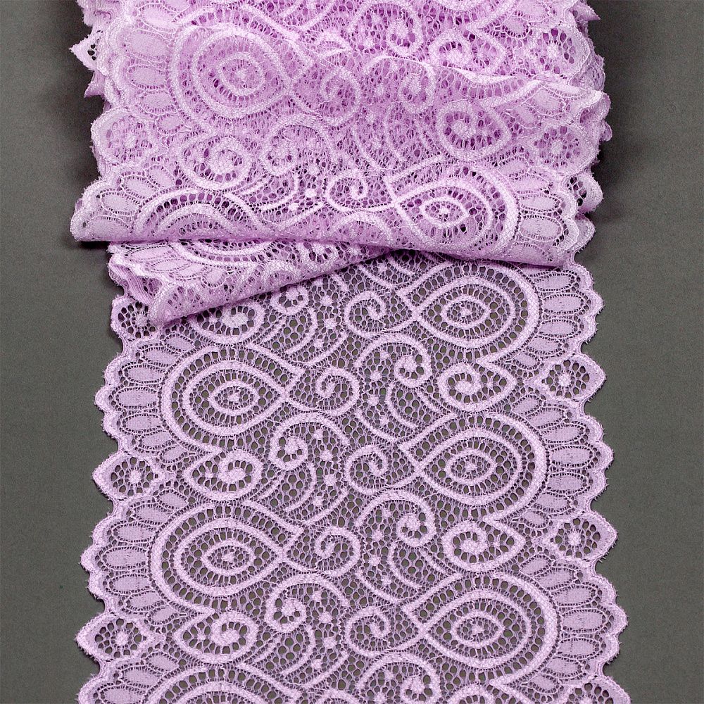 Кружево бельевое эластичное 180 мм / 25 метров, TBY.L1351, цв.1566 лаванда