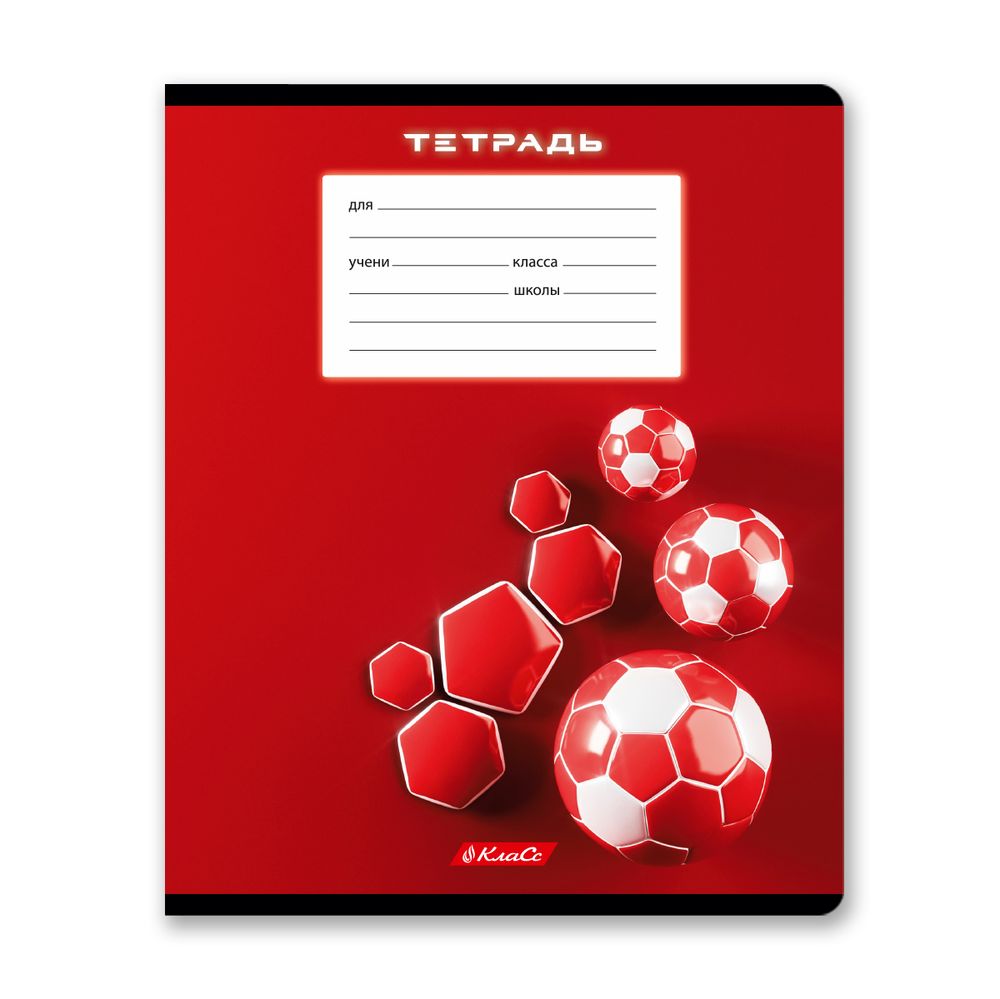 Тетрадь ученическая школьная, выборочный лак, A5+ 24 л. на скобе 65 г/м², белизна 100% 30 шт, клетка, 000717 Победный гол, Светоч 24ТЕТк-003