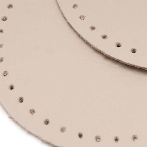 Заплатки пришивные из кожи, круг ⌀6см с перфорацией, 2 шт, 100% кожа, 06 бежевый, 9111