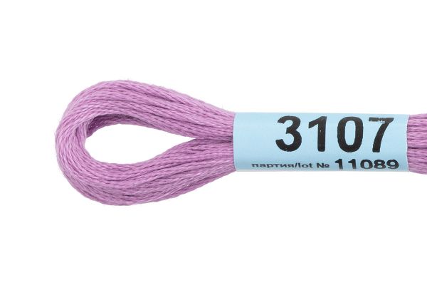 Мулине Gamma 100% хлопок, цв.3107 сиреневый, 24 мотка по 8 метров
