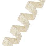 Лента (тесьма) жаккардовая 32.0 мм / 25±1 метров, с метанитом рис. 9819, белый/золото, С3104Г17