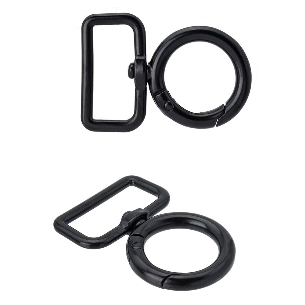 Карабин металл поворотный с рамкой 19.0 мм (32х46 мм), 10 шт, черный матовый, ГУБ10897