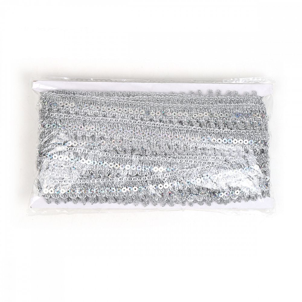 Тесьма отделочная 27 мм, 13-6413 цв.серебро уп.13.71м