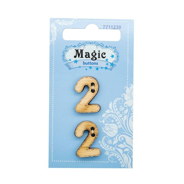 Украшения декоративные пуговицы Цифра Два, 2 шт, Magic Buttons BBLWA64-32L
