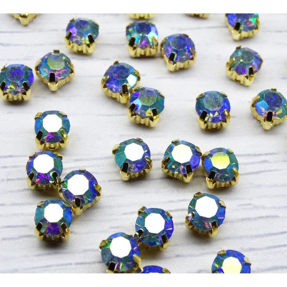 Хрустальные стразы в цапах, св.голубой, с покрытием, 8 мм, 10 шт/упак ЗЦ006ДС88