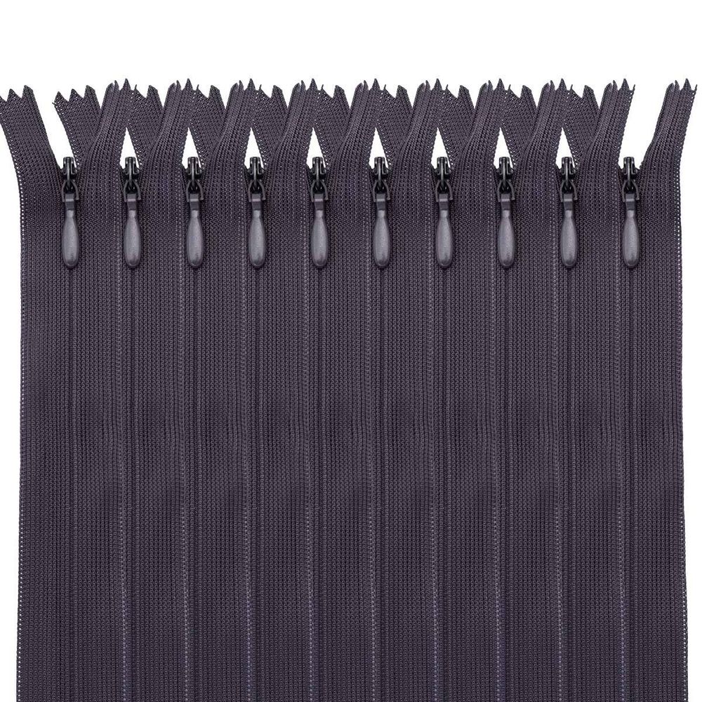 Молния потайная (скрытая) Т3 (3 мм) 1 зам., н/раз., 20 см, т.серый, 31218 / 20, 10 шт