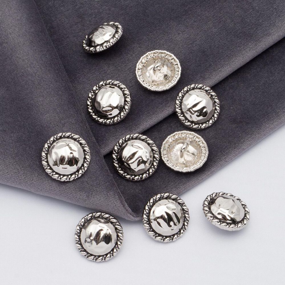 Пуговицы на ножке 28L=18 мм, металл, Silver (серебристый), 10 шт, MP01