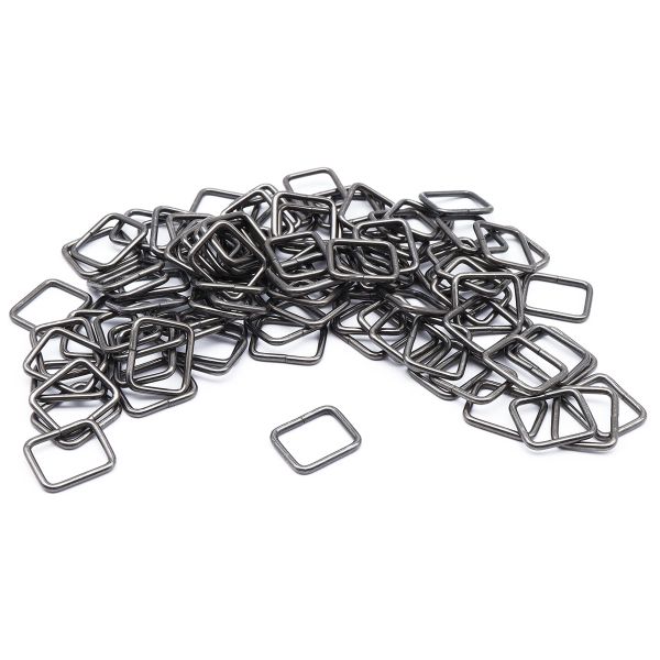 Рамка прямоугольная металл 15.5 мм /19.3х16.2 мм, ⌀1.9 мм/, чер.никель, 100 шт, 2AR029