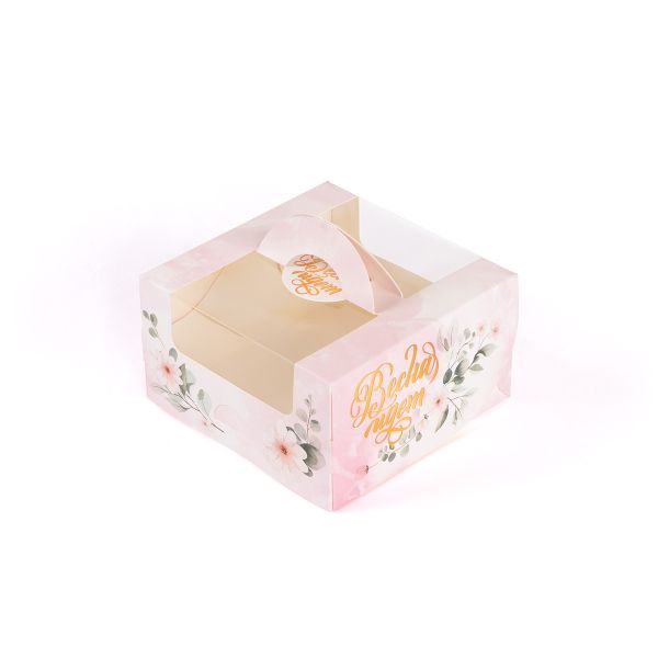 Коробка для мини-торта 14х14х80 см, №2 Весна идет, S-Chief, CBC-022