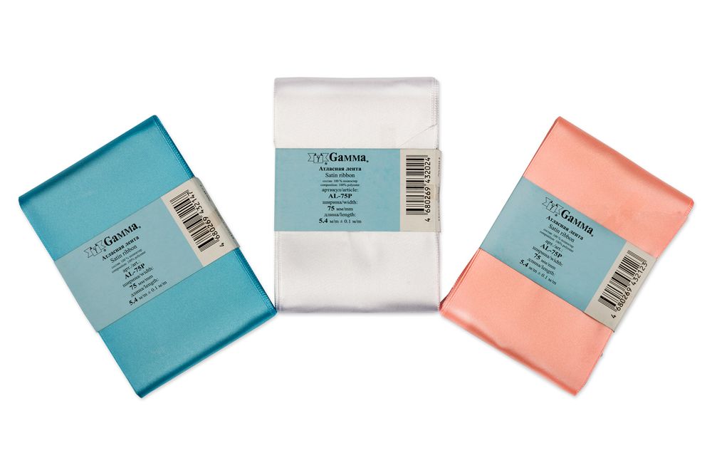 Набор свадебных лент 75 мм, 3х5.4 м, 02 белый/розовый/голубой, Gamma WRS