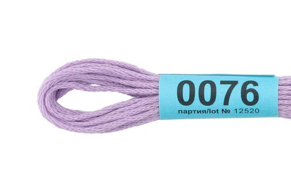 Мулине Gamma 100% хлопок, цв.0076 св.сиреневый, 24 мотка по 8 метров