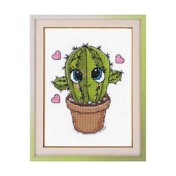 Набор для вышивания нитками Овен, Маленький кактус8х10см