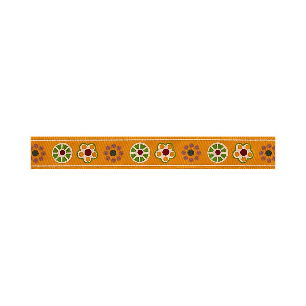 Лента атласная с рисунком 12 мм, 5х3 м, F1/021 цветы/оранжевый, Gamma ALP-125