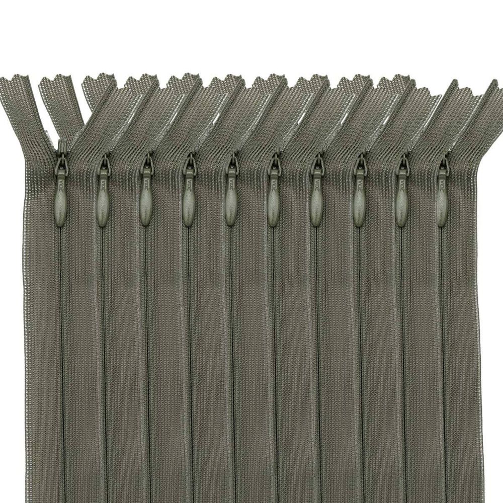 Молния потайная (скрытая) Т3 (3 мм) 1 зам., н/раз., 20 см, хаки, 31202 / 20, 10 шт