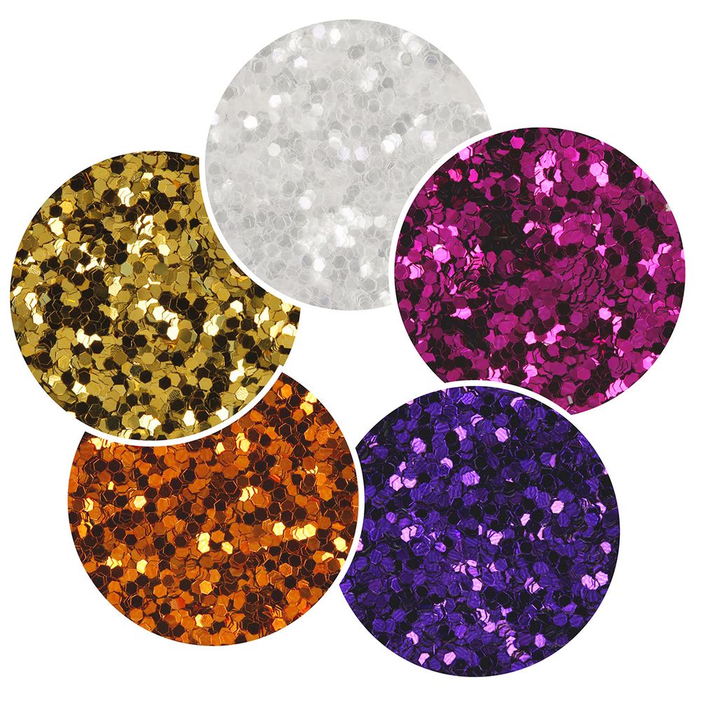 Блестки декоративные ассорти 1 мм, 5 уп. по 5 г, 4.5 мл, № 02, Love2art Набор ассорти GLIS-01