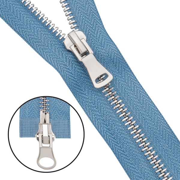 Молния металл Т5 (5 мм) 2 зам., разъем., 75 см, никель, 231 серо-голубой, 6535-0312, 5 шт