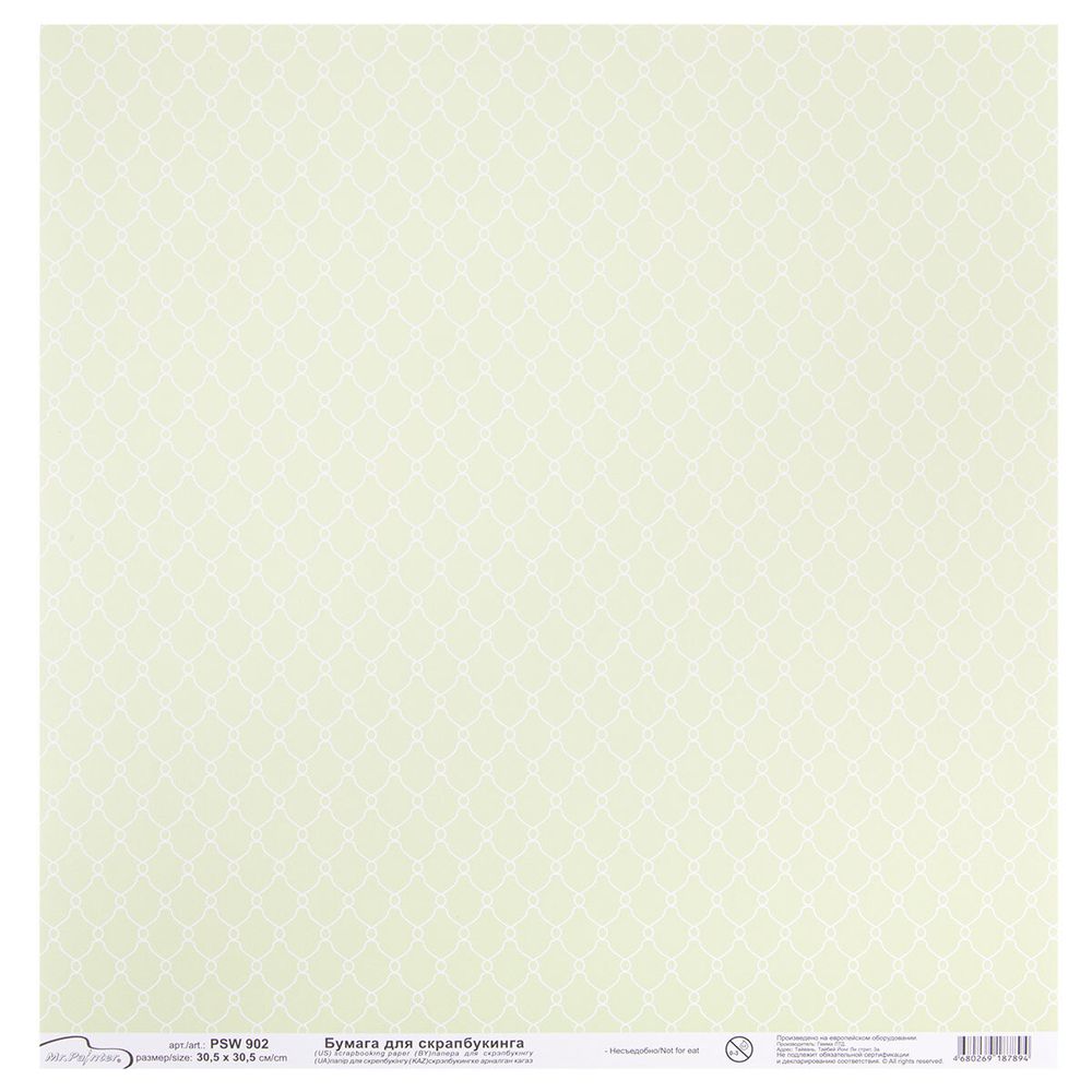 Бумага для скрапбукинга 180 гр/м², 30.5х30.5 см, 10 шт, (270)902 сетка, Mr.Painter PSW