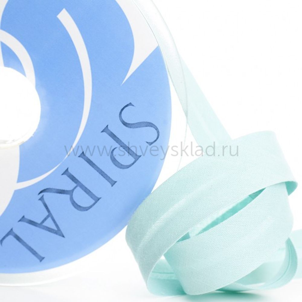 Бейка косая хлопковая с п/э 20 мм, 25 метров, 53 ментоловый, Safisa (Spiral) /TOS/